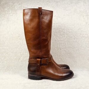 Jessica Simpson Riding Boots Essence Womens Sz 10 Leather Brown Studded Buckle